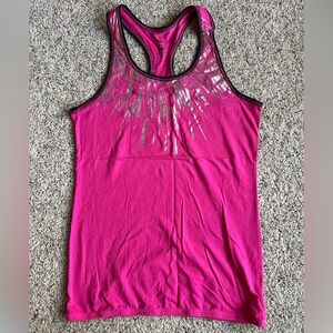 Zumba Fitness Pink Racerback Tank Top with Silver Foil Detail